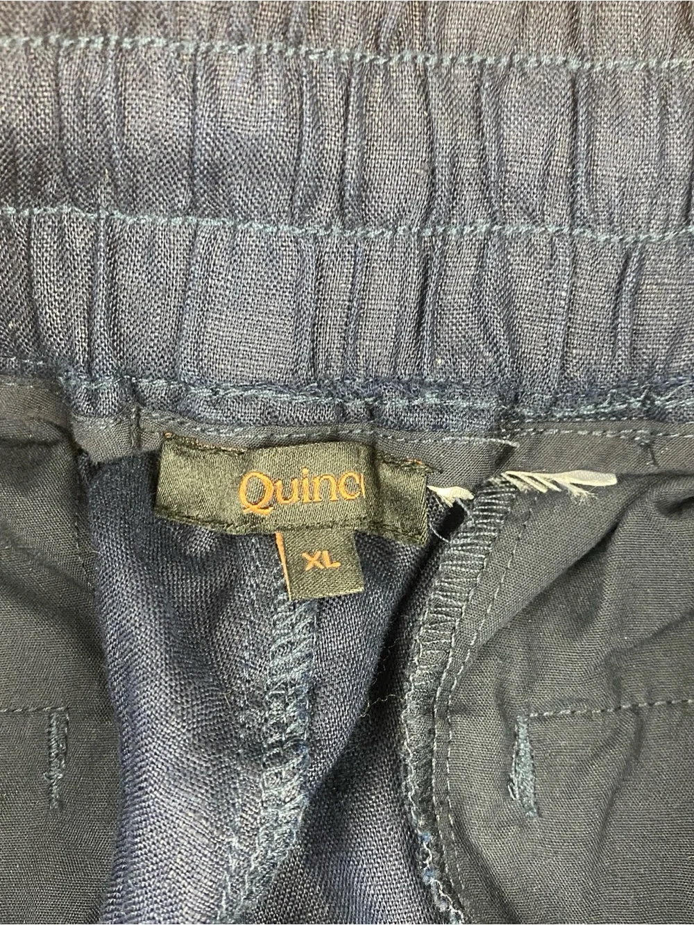 Quince Linen Wide Leg Crop Pants Pull On Elastic Drawstring Waist Black XL